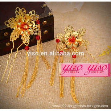 charming flwoer gold traditional wedding antique hair pins